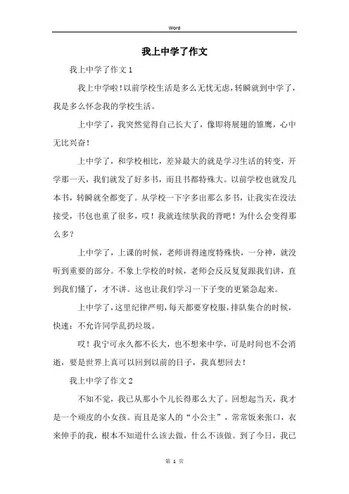 我上中学了作文