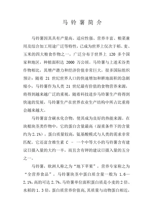 马铃薯简介