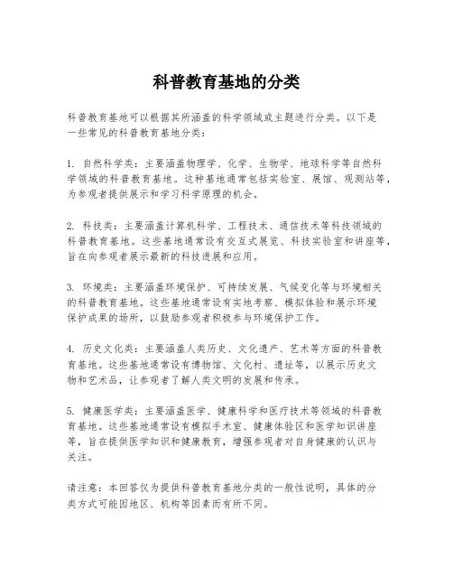 科普教育基地的分类