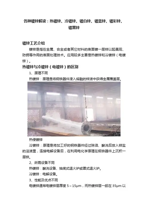 各种镀锌解读：热镀锌、冷镀锌、镀白锌、镀蓝锌、镀彩锌、镀黑锌