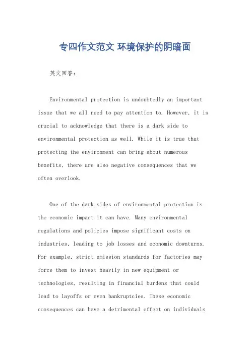 专四作文范文 环境保护的阴暗面