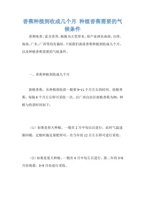 香蕉种植到收成几个月 种植香蕉需要的气候条件