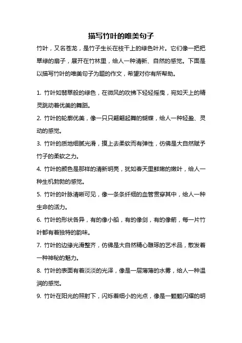 描写竹叶的唯美句子