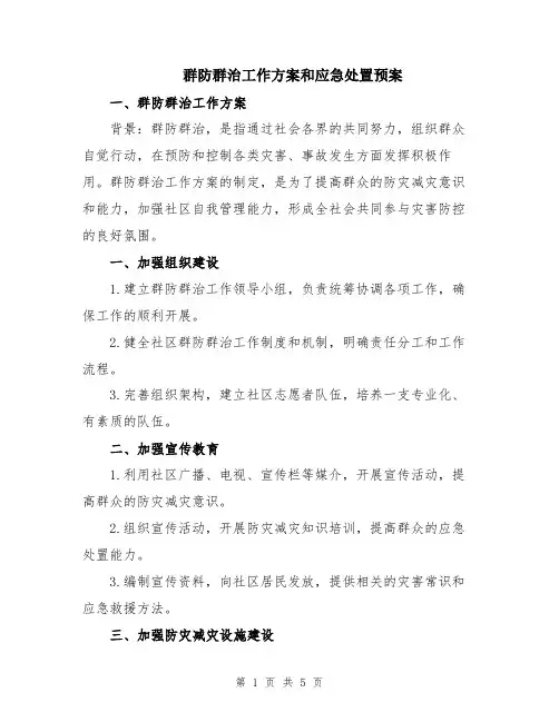 群防群治工作方案和应急处置预案