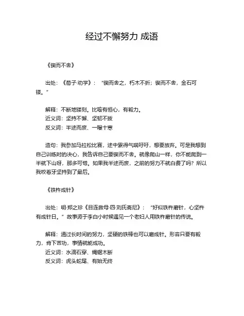 经过不懈努力 成语