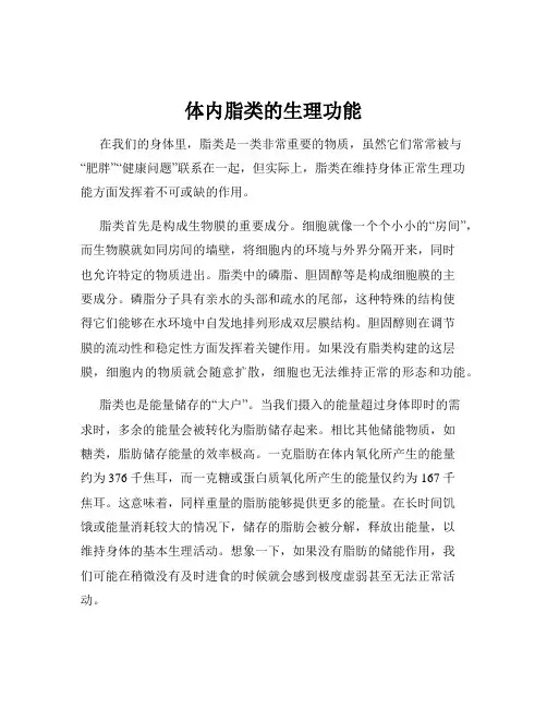 体内脂类的生理功能