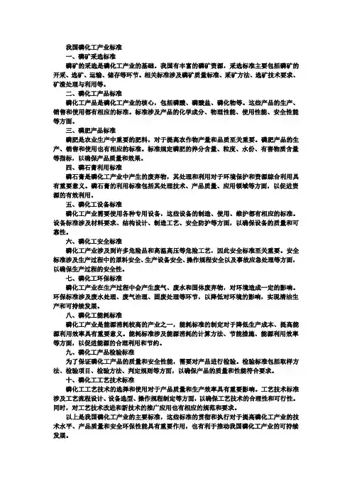 我国磷化工产业 标准