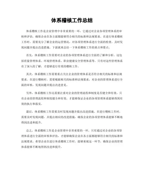 体系稽核工作总结