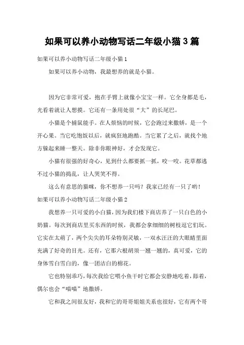 如果可以养小动物写话二年级小猫3篇