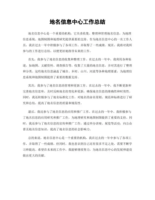 地名信息中心工作总结