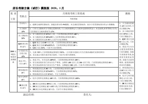 餐饮店长考核方案