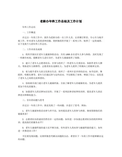 老龄办年终工作总结及工作计划