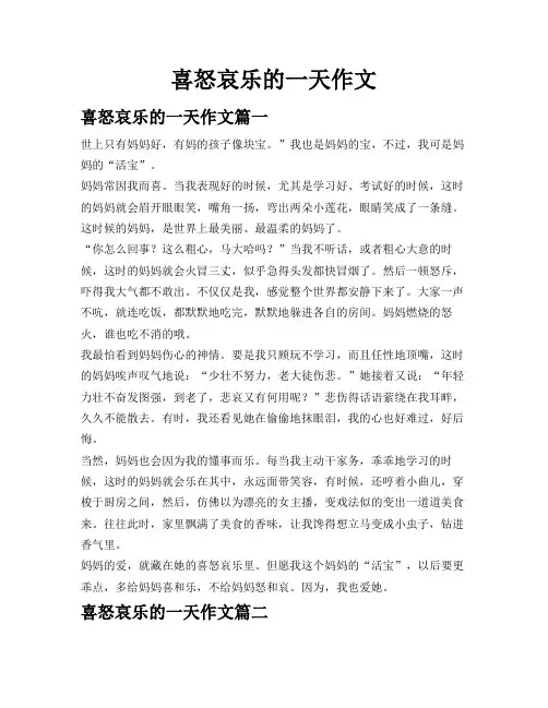 喜怒哀乐的一天作文