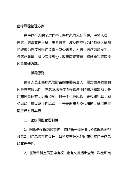 医疗风险管理方案