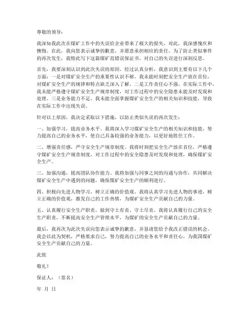 煤矿范错误保证书
