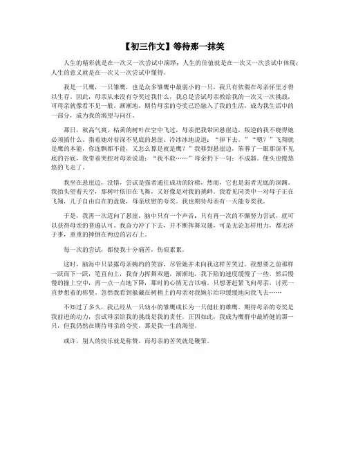 【初三作文】等待那一抹笑