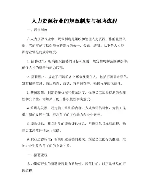 人力资源行业的规章制度与招聘流程