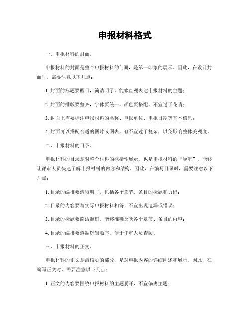 申报材料格式