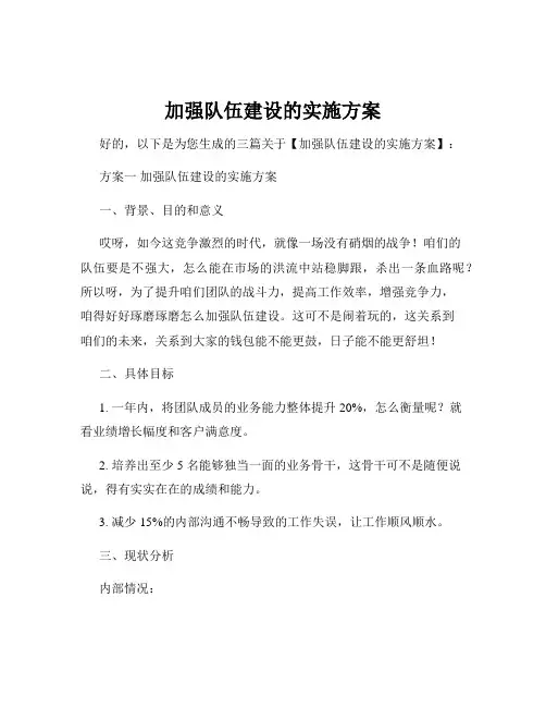 加强队伍建设的实施方案
