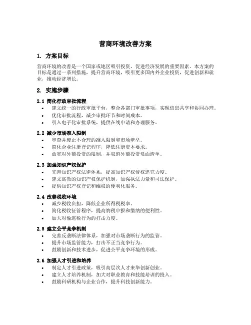 营商环境 实施方案