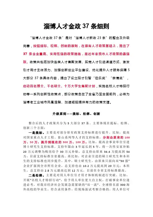淄博人才金政37条细则