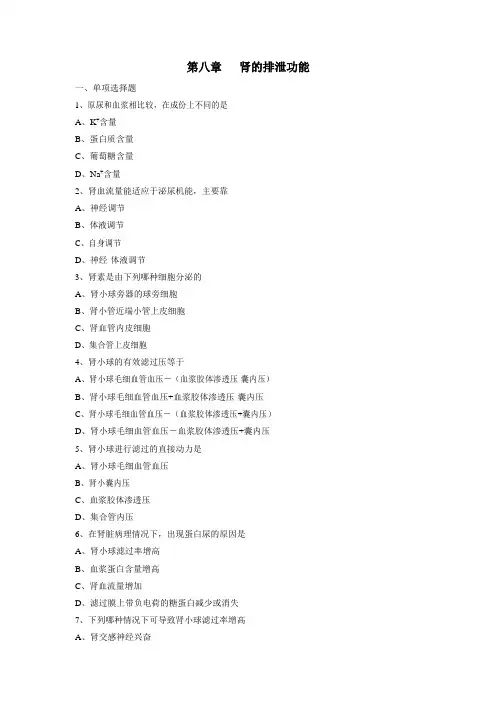 肾的排泄功能习题