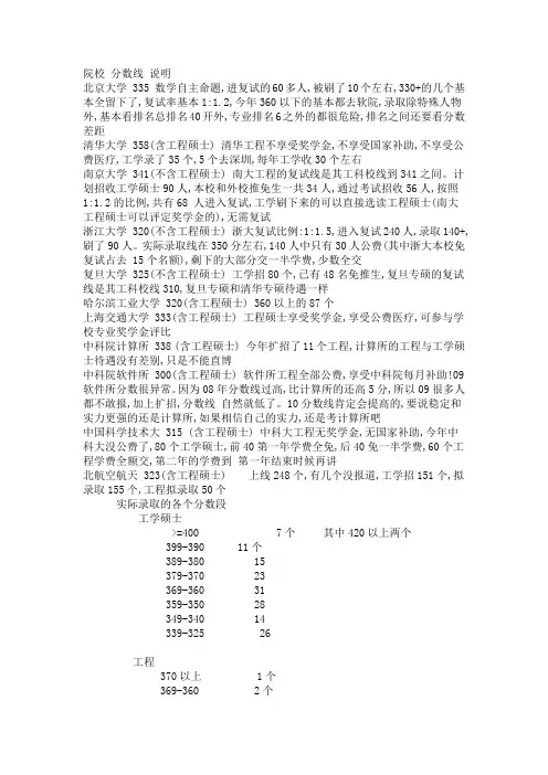 2011年计算机考研各院校分数线 说明