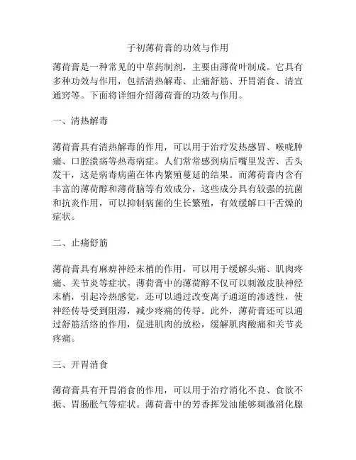 子初薄荷膏的功效与作用