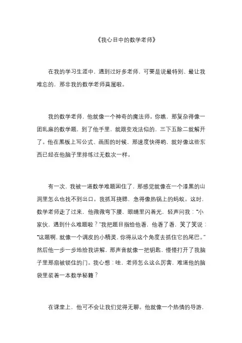 我心目中的数学老师作文