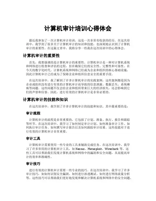 计算机审计培训心得体会