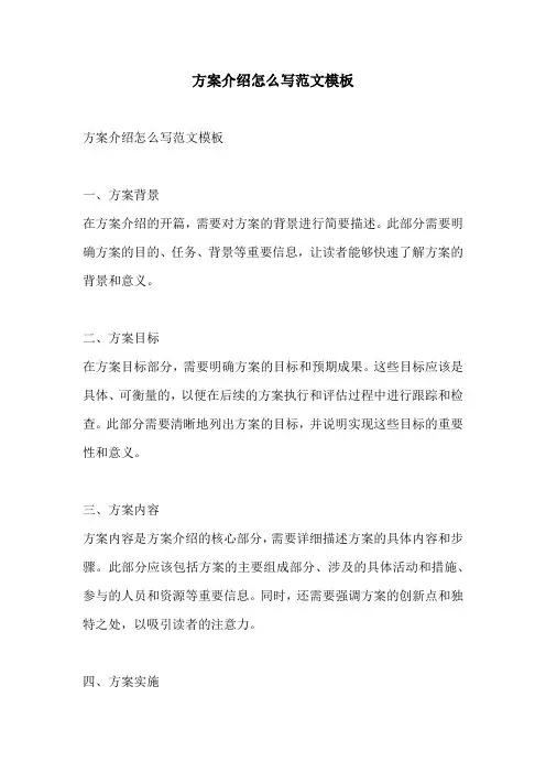 方案介绍怎么写范文模板