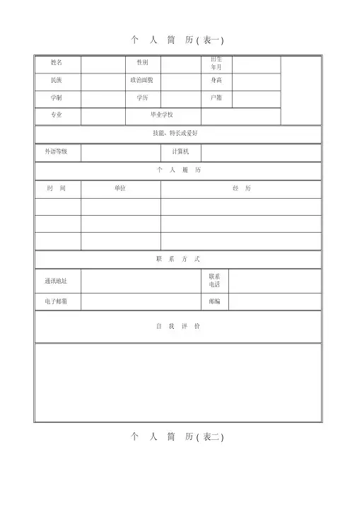 精品个人简历模板-2020新版