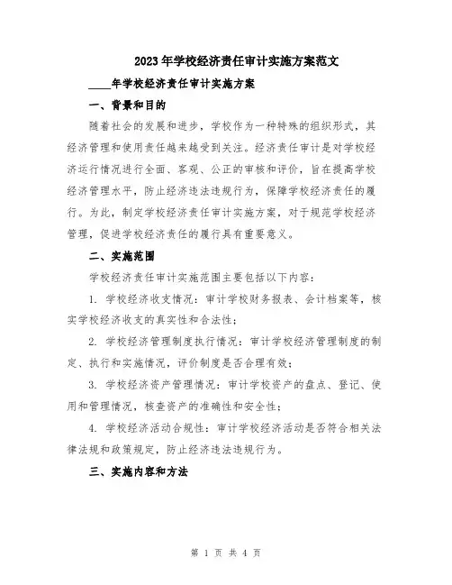 2023年学校经济责任审计实施方案范文