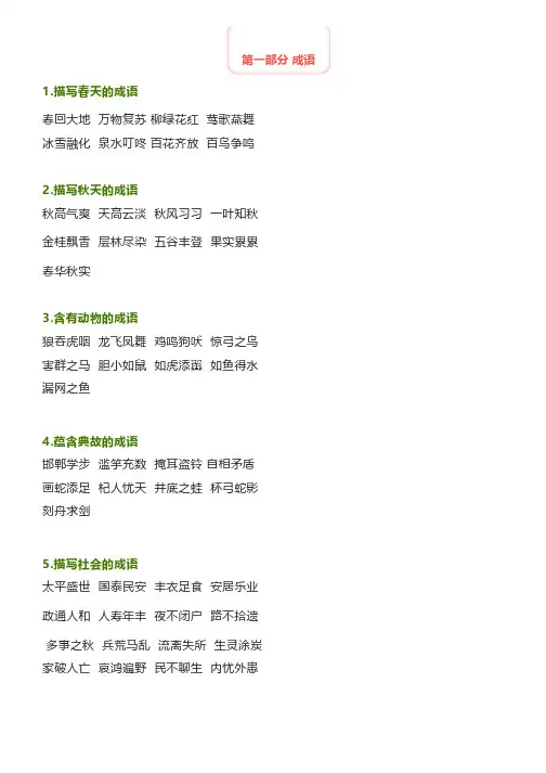 【作文素材】1-6年级必背《日积月累》归类汇总