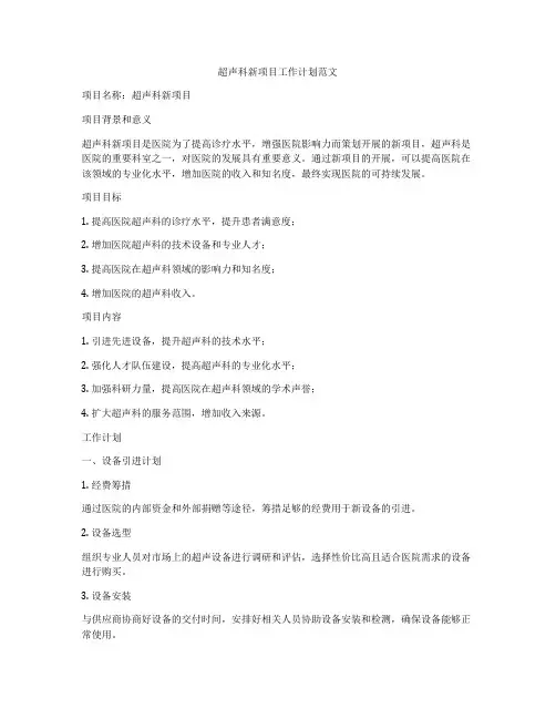 超声科新项目工作计划范文