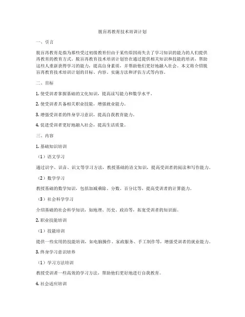 脱盲再教育技术培训计划