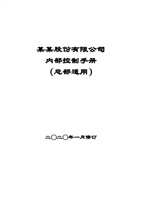 内部控制手册-某某股份有限公司(2020.1修订)