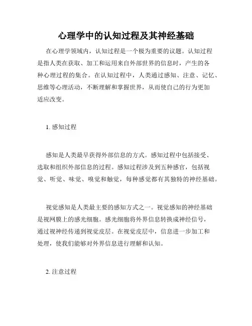 心理学中的认知过程及其神经基础