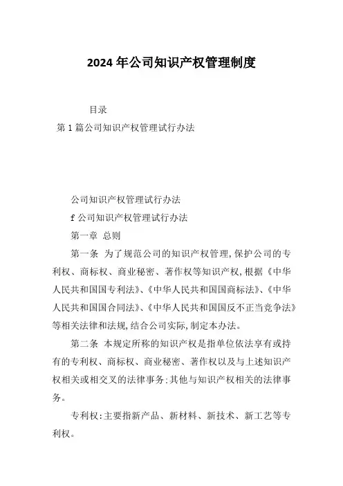 2024年公司知识产权管理制度