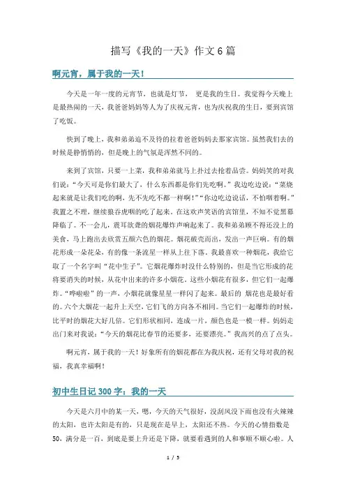 描写《我的一天》作文6篇