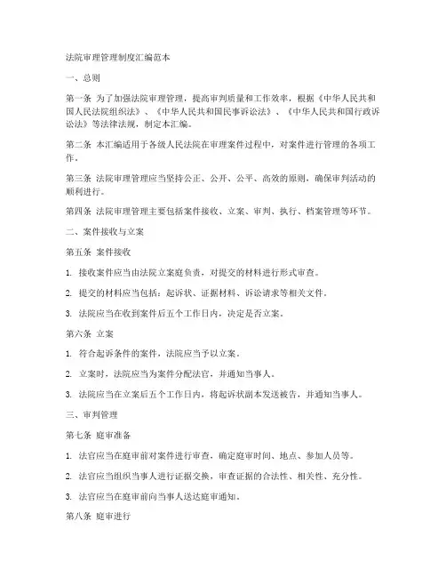 法院审理管理制度汇编范本