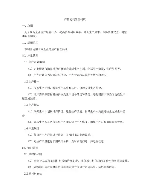 产量消耗管理制度