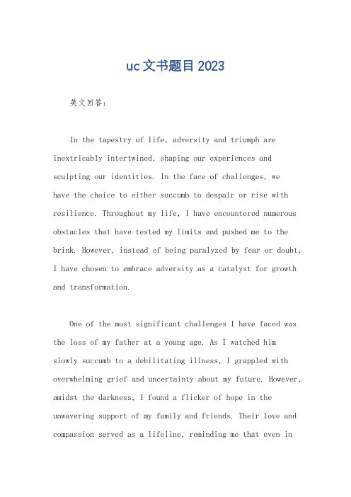 uc 文书题目2023