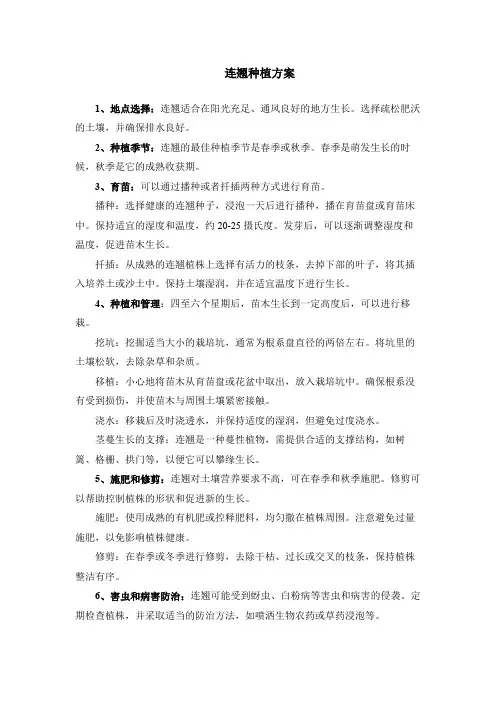 连翘种植方案