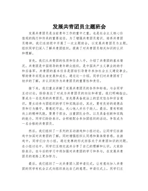 发展共青团员主题班会