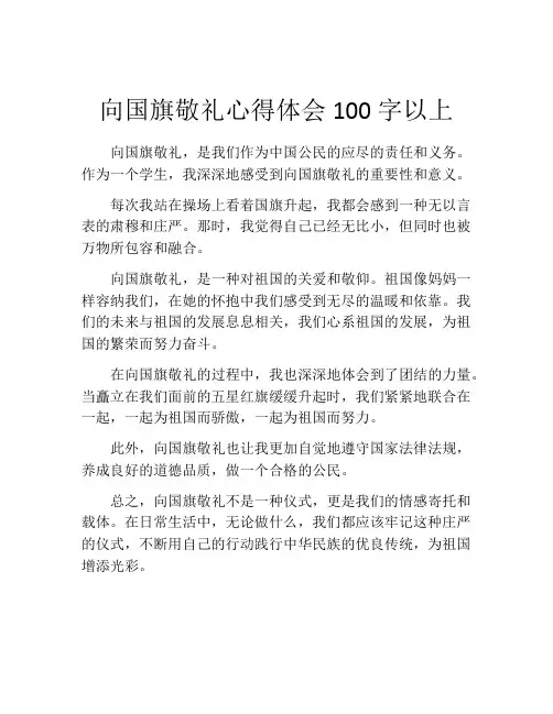 向国旗敬礼心得体会100字以上