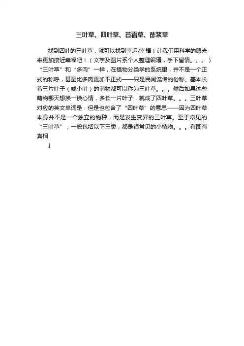三叶草、四叶草、苜蓿草、酢浆草