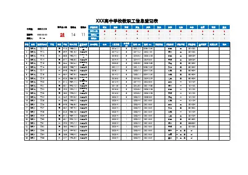 学校教职工信息登记表EXCEL模板(详细版)