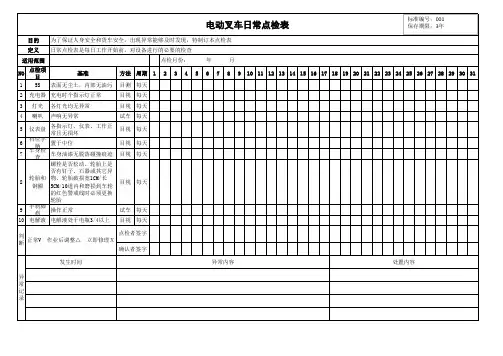 电动叉车日常点检表