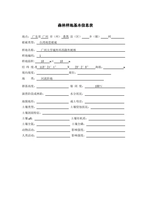野外植物调查记录表 (2)